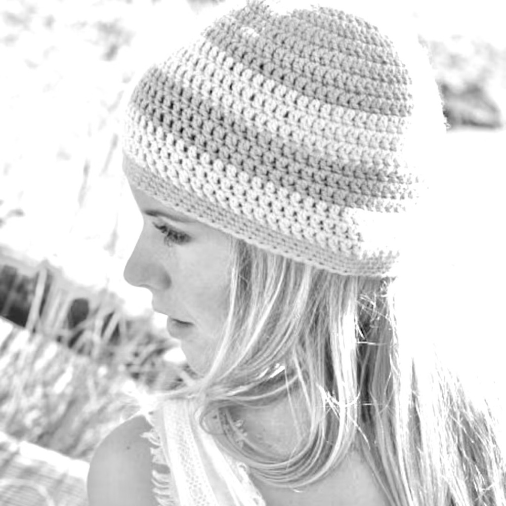 cream multi crochet boho, hippie ,beach beanie